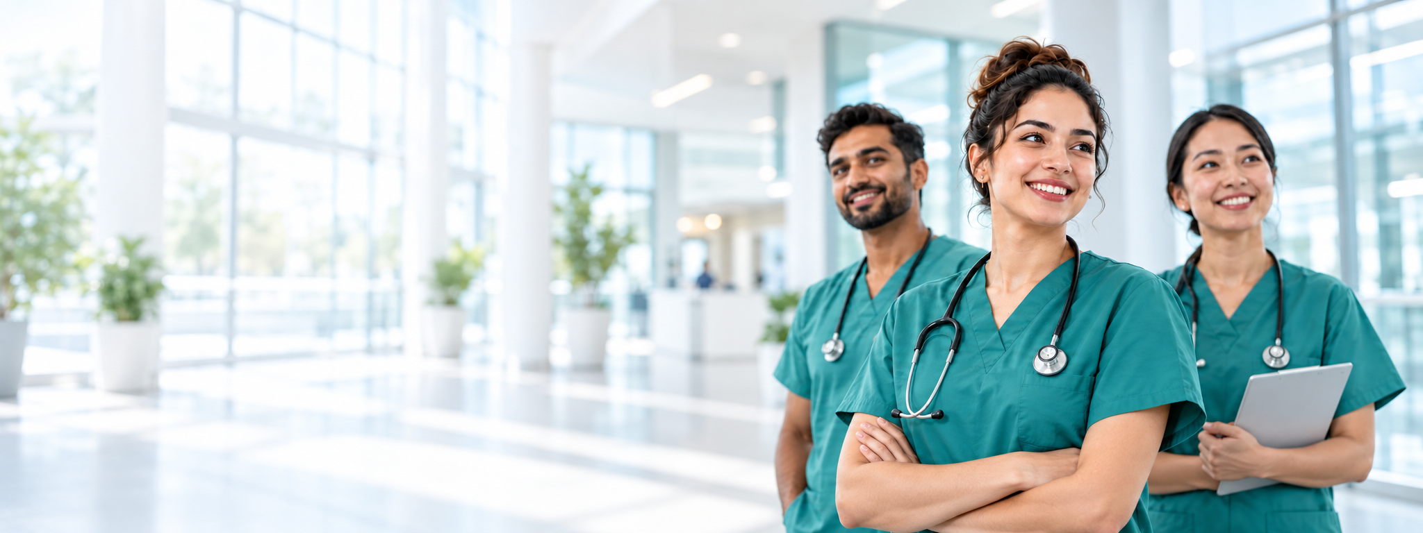 Internationales Pflegefachkräfte-Team in einer Klinik